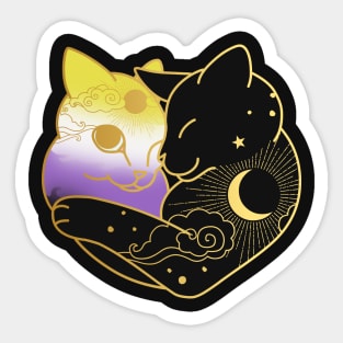 Nonbinary Celestial Cat Heart Sticker